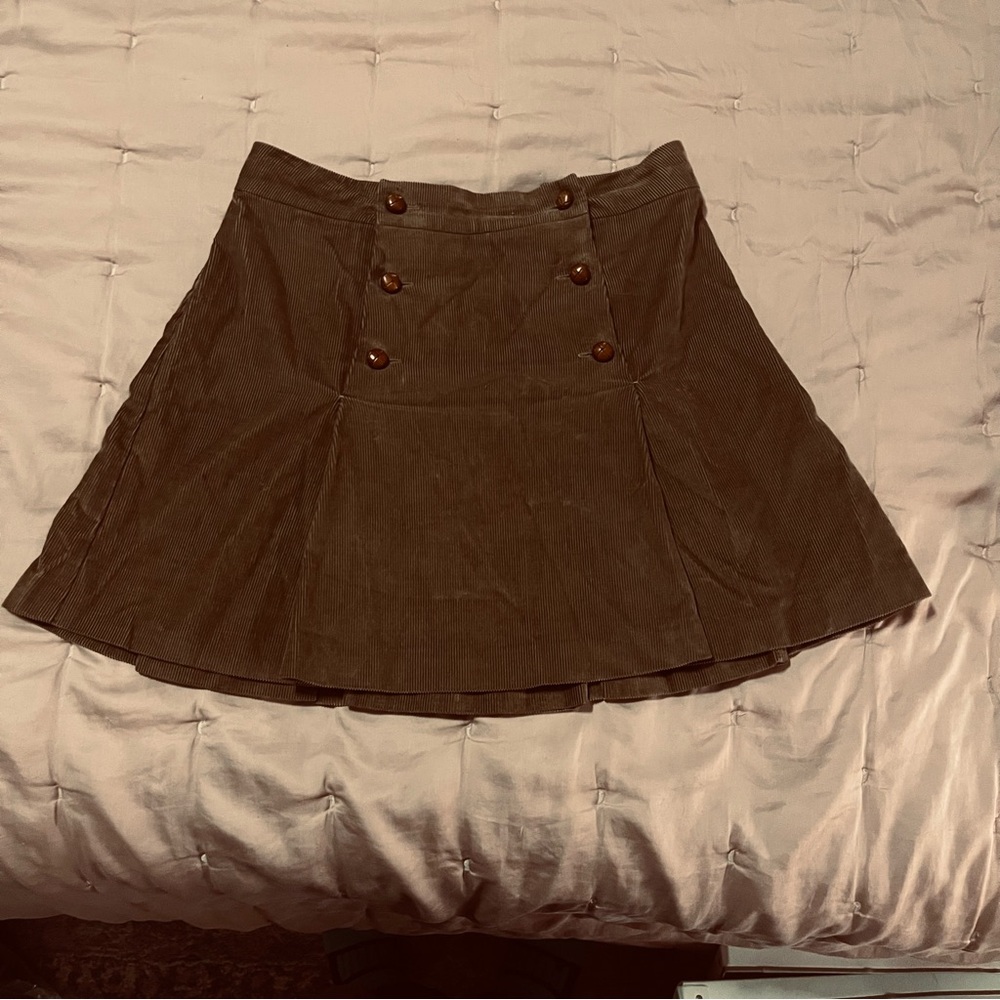 Pleated cordoroy mini skirt